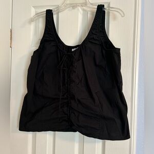 🔵Avenue Black Tank Top With Lace Up Front Design 18/20